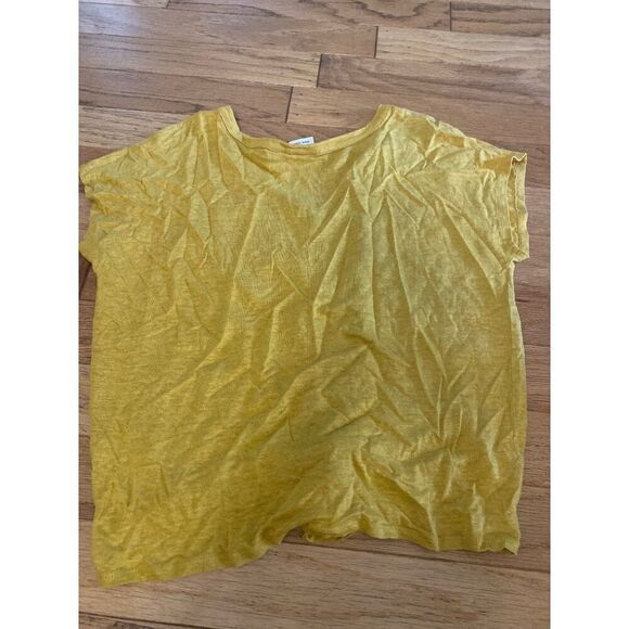 Rachel Zoe women's gold yellow 100% Linen Button-Front Tie-Knot thin Top size - Picture 5 of 7
